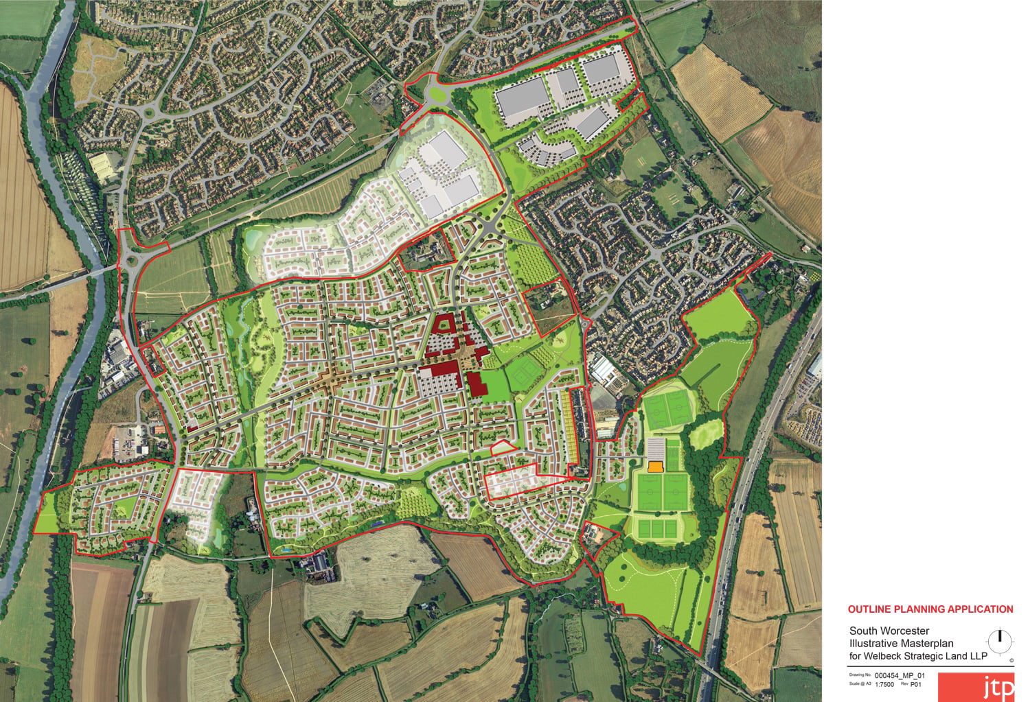 Illustrative masterplan for the Worcester South Urban Extension